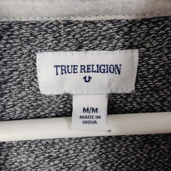 True Religion Womens Medium Streetwear Sleeveless Zip Up‎ Hoodie Vest Gray Gorp - Picture 6 of 11